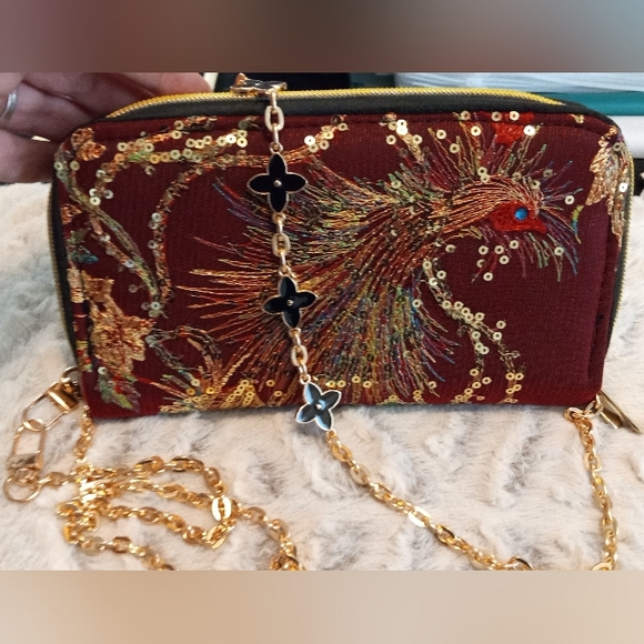 🌞Red Jeweled Crossbody/Clutch/Wallet - Picture 3 of 16